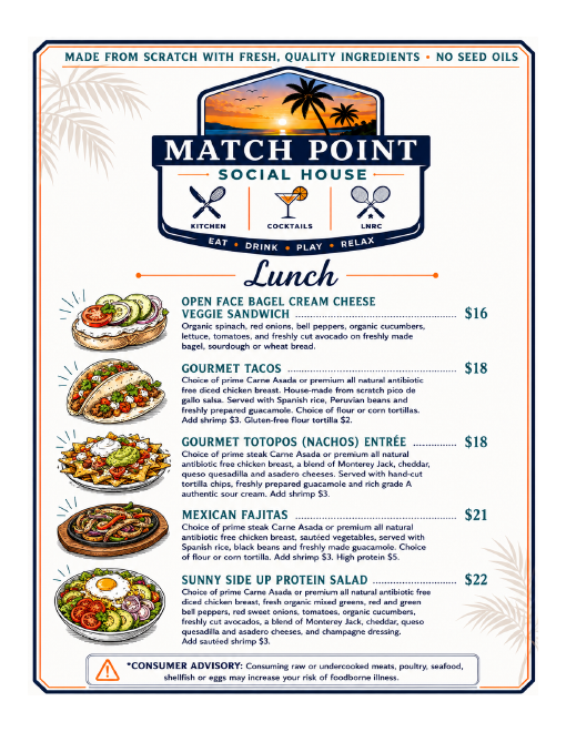 Lunch menu page